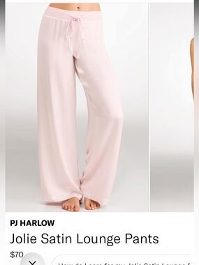 PJ Harlow Jolie Satin Lounge Pants - Pale Pink